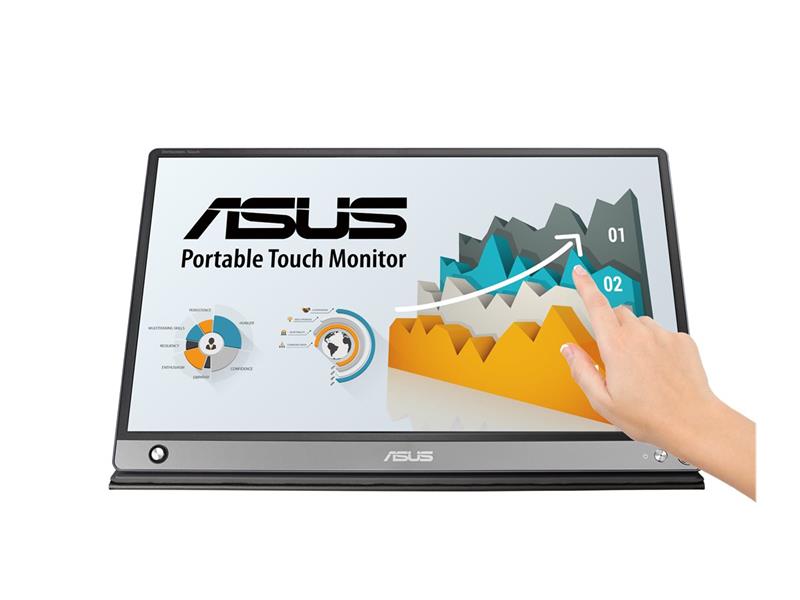 ASUS MB16AMT touch screen-monitor 39,6 cm (15.6"") 1920 x 1080 Pixels Zwart, Grijs Multi-touch Multi-gebruiker