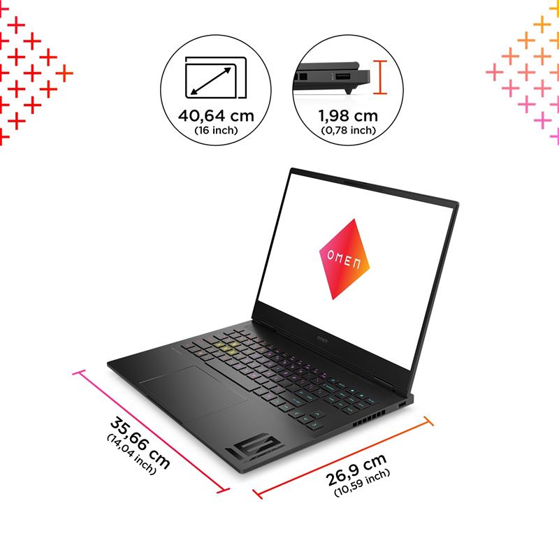 OMEN by HP 16-u0190nd Laptop 40,6 cm (16"") WQXGA Intel® Core™ i9 i9-13900HX 32 GB DDR5-SDRAM 1 TB SSD NVIDIA GeForce RTX 4070 Wi-Fi 6E (802.11ax) Win