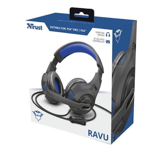 Trust GXT 307B Ravu Gaming Headset for PS4 Hoofdband 3,5mm-connector Zwart, Blauw