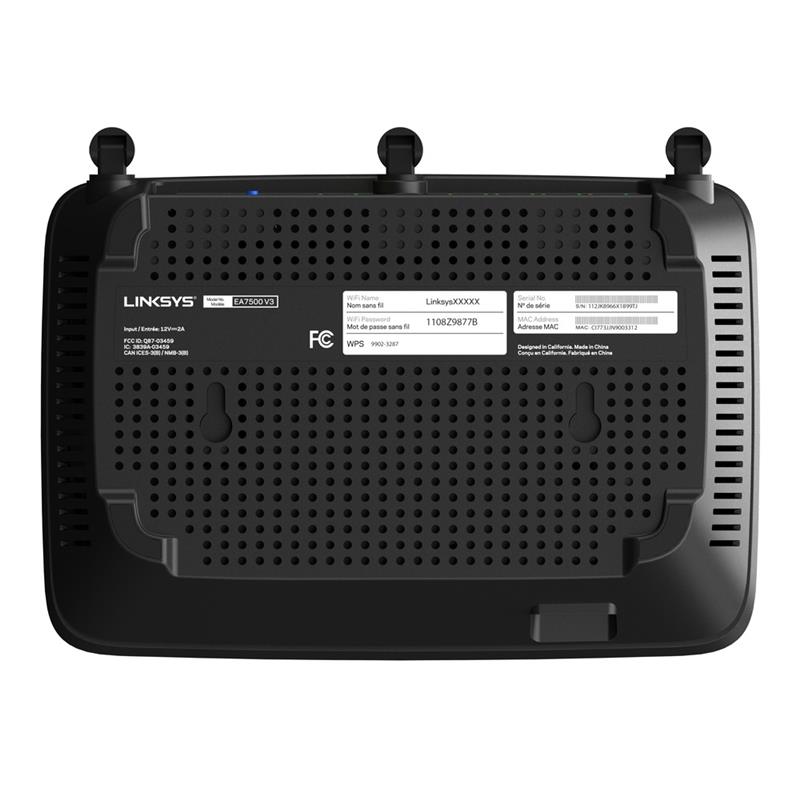 Linksys EA7500V3 draadloze router Gigabit Ethernet Dual-band (2.4 GHz / 5 GHz) Zwart