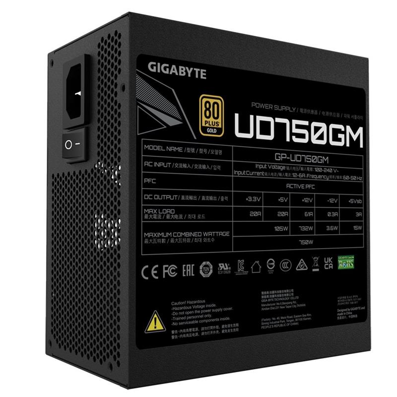 Gigabyte GP-UD750GM power supply unit 750 W 20+4 pin ATX ATX Zwart