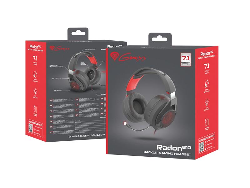 GENESIS Radon 610 Headset Bedraad Hoofdband Gamen USB Type-A Zwart, Rood