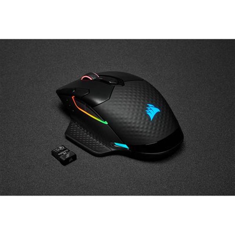 Corsair DARK CORE RGB PRO muis RF Wireless Bluetooth USB Type-A Optisch 18000 DPI Rechtshandig