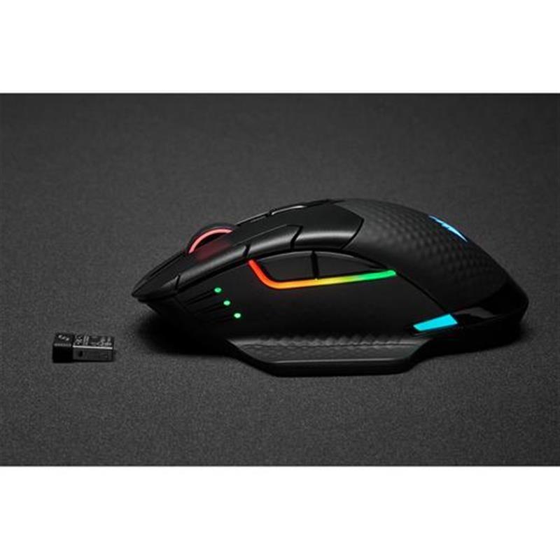 Corsair DARK CORE RGB PRO muis RF Wireless Bluetooth USB Type-A Optisch 18000 DPI Rechtshandig