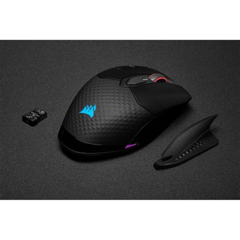 Corsair DARK CORE RGB PRO muis RF Wireless Bluetooth USB Type-A Optisch 18000 DPI Rechtshandig