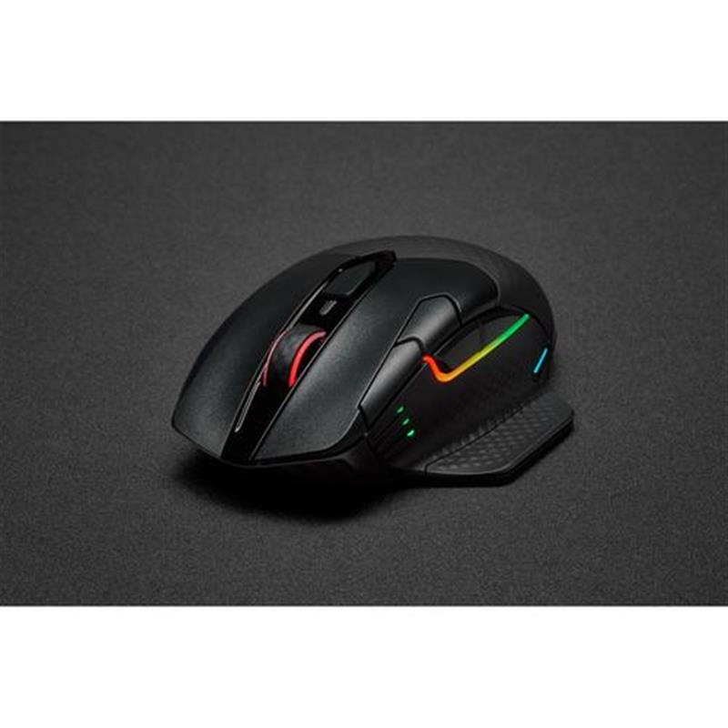 Corsair DARK CORE RGB PRO muis RF Wireless Bluetooth USB Type-A Optisch 18000 DPI Rechtshandig