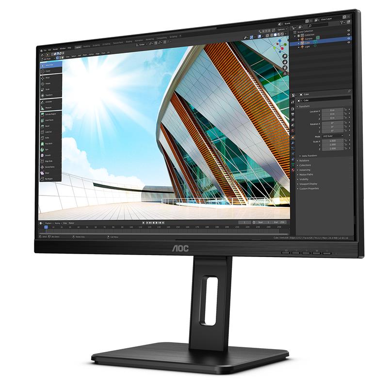 AOC Q24P2Q LED display 60,5 cm (23.8"") 2560 x 1440 Pixels Quad HD Zwart