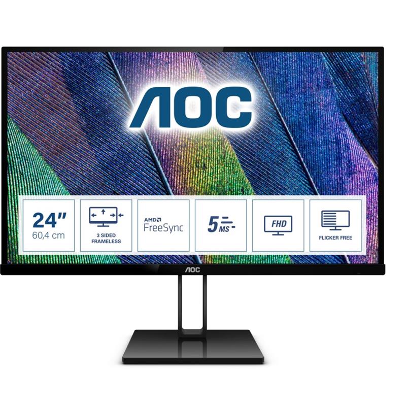 AOC V2 24V2Q computer monitor 60,5 cm (23.8"") 1920 x 1080 Pixels Full HD LED Zwart