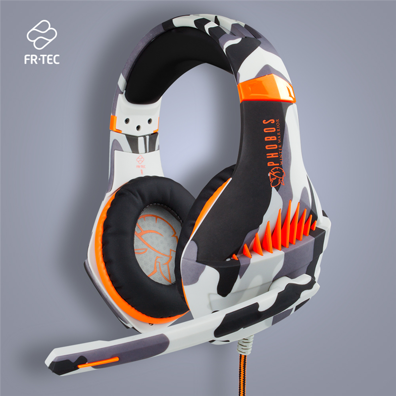 Phobos Winter Warrior gaming headset - Multiformat (PS4/PC/Switch) - 3.5 mm jack - Wit - Camo Grijs - Oranje