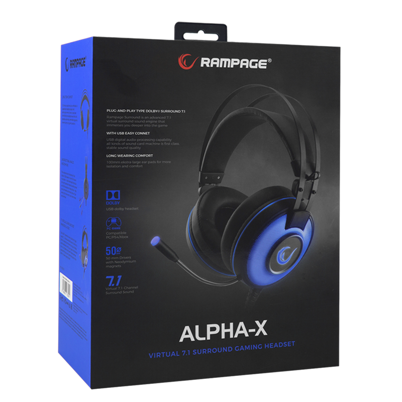 Rampage Gaming Headset ALPHA-X - Dolby 7.1 Surround Sound - PC-PS4-XBOX One - SN-RW66-Groen