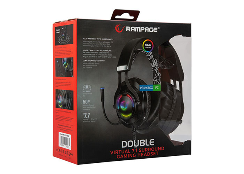 Rampage RM-K18 double 7.1 surround sound RGB gaming headset voor PC en PS4