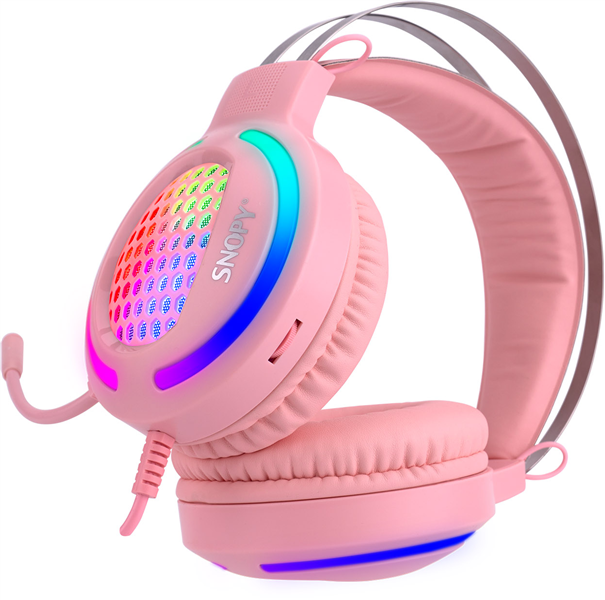 Snopy SN-GX82 Pinky PC Gaming Headset LED Roze