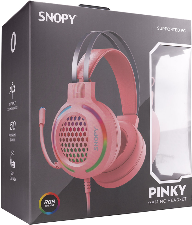 Snopy SN-GX82 Pinky PC Gaming Headset LED Roze