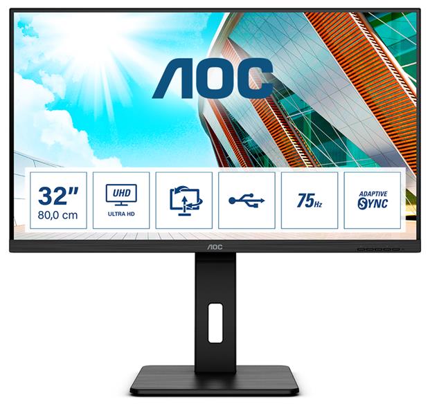AOC P2 U32P2 computer monitor 80 cm (31.5"") 3840 x 2160 Pixels 4K Ultra HD LED Zwart