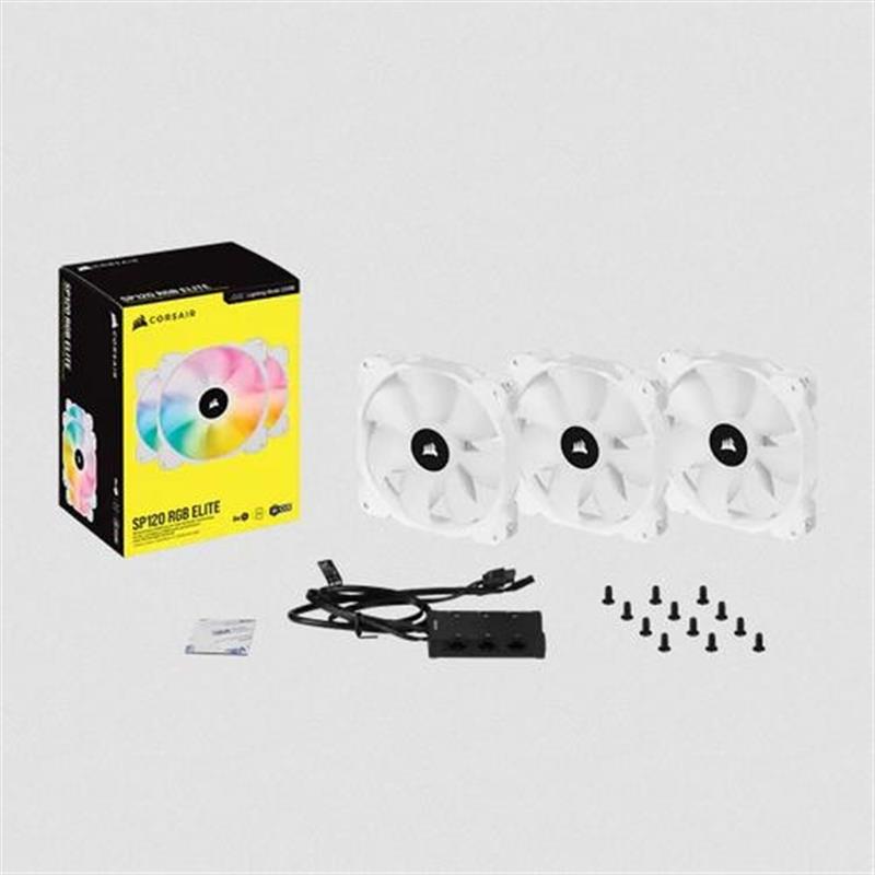 Corsair White SP120 RGB ELITE 120mm Fan 3p