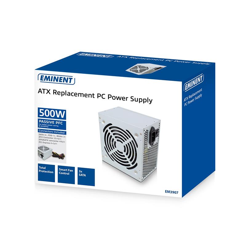 Eminent EM3907 power supply unit 500 W 20+4 pin ATX ATX Grijs