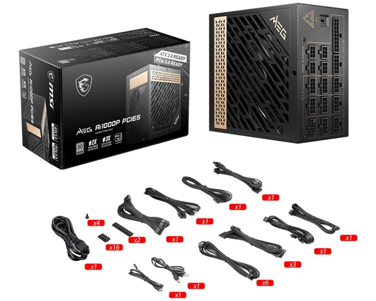 MSI PSU MEG Ai1000P PCIE5 power supply unit 1000 W 24-pin ATX ATX Zwart