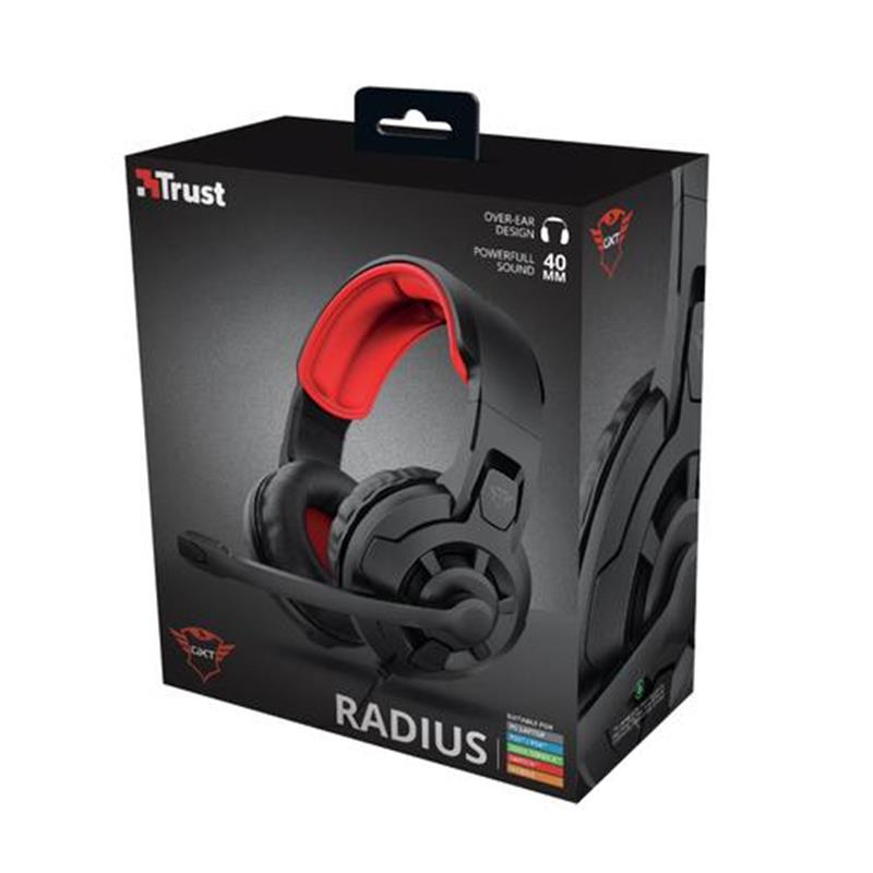 Trust GXT 411 Radius Headset Bedraad Hoofdband Gamen Zwart, Rood