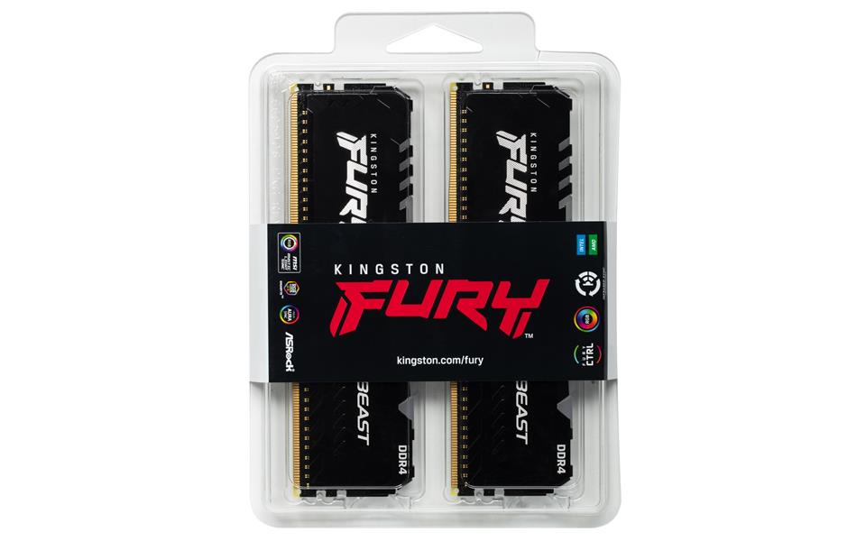 Kingston Technology FURY Beast RGB geheugenmodule 64 GB 2 x 32 GB DDR4 3200 MHz