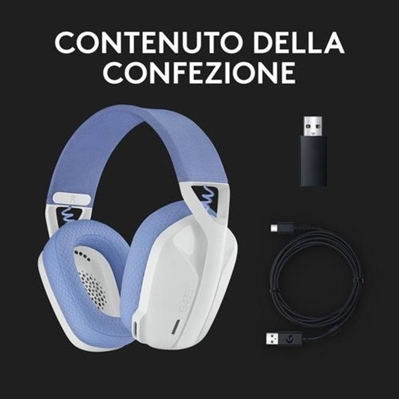 Logitech G G435 Headset Draadloos Hoofdband Gamen Bluetooth Wit