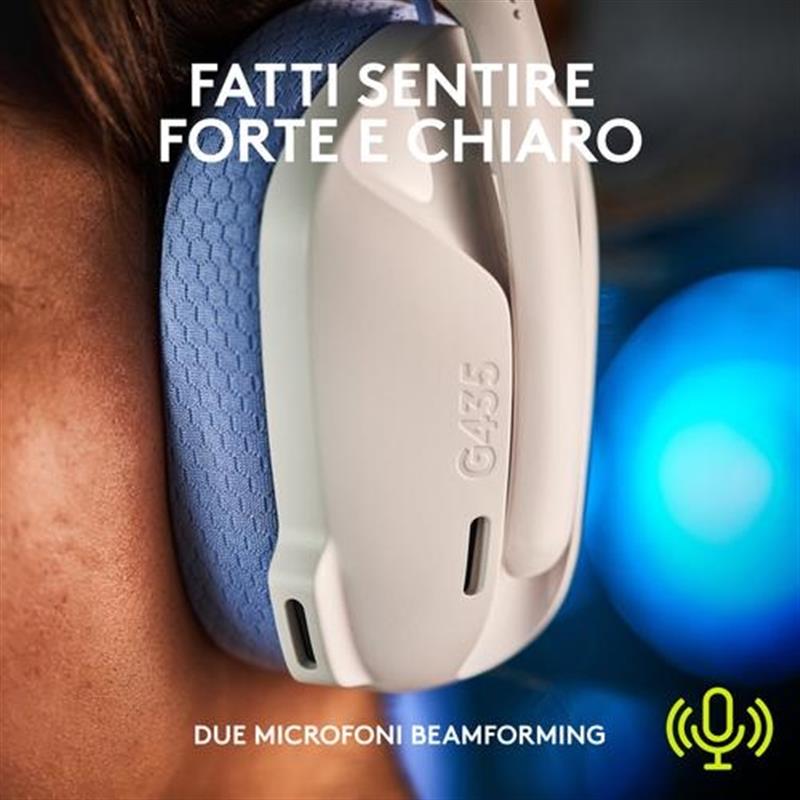 Logitech G G435 Headset Draadloos Hoofdband Gamen Bluetooth Wit