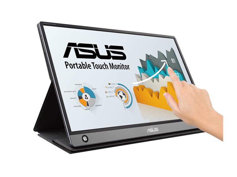 ASUS MB16AMT touch screen-monitor 39,6 cm (15.6"") 1920 x 1080 Pixels Zwart, Grijs Multi-touch Multi-gebruiker