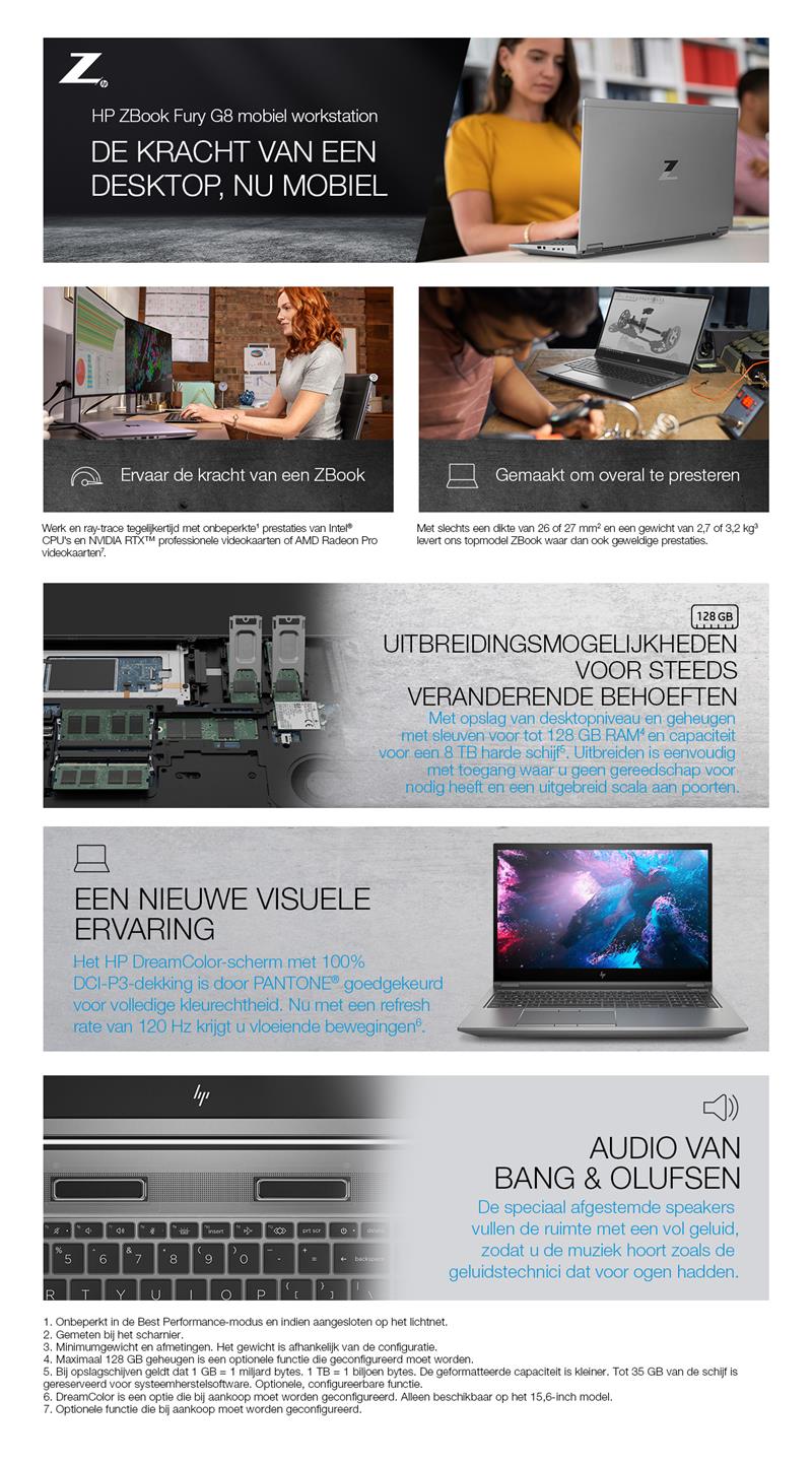 HP ZBook Fury 15.6 G8 Mobiel werkstation 39,6 cm (15.6"") Full HD Intel® 11de generatie Core™ i7 16 GB DDR4-SDRAM 512 GB SSD NVIDIA RTX A2000 Wi-Fi 6 