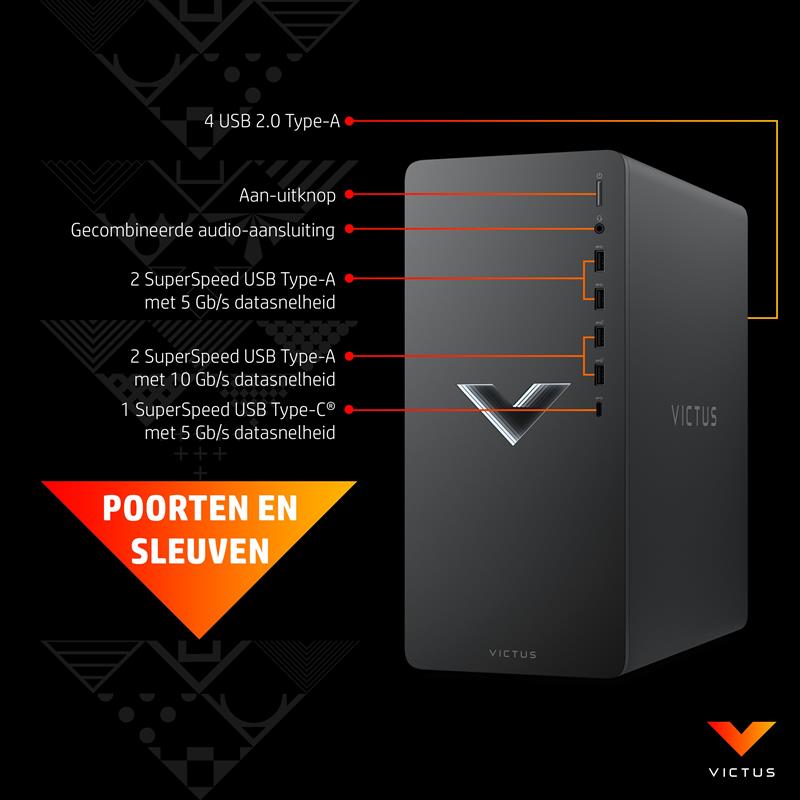 Victus by HP 15L TG02-0305nd 5700G Tower AMD Ryzen™ 7 16 GB DDR4-SDRAM 1000 GB SSD Windows 11 Home PC Zilver