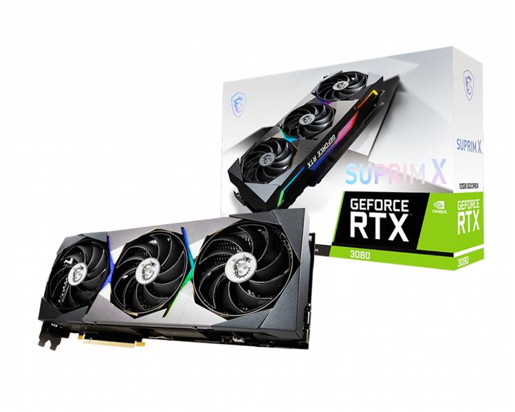 MSI RTX 3080 SUPRIM X 12G LHR videokaart NVIDIA GeForce RTX 3080 12 GB GDDR6X