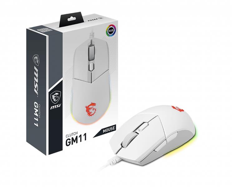 MSI CLUTCH GM11 WHITE muis Ambidextrous USB Type-A Optisch 5000 DPI