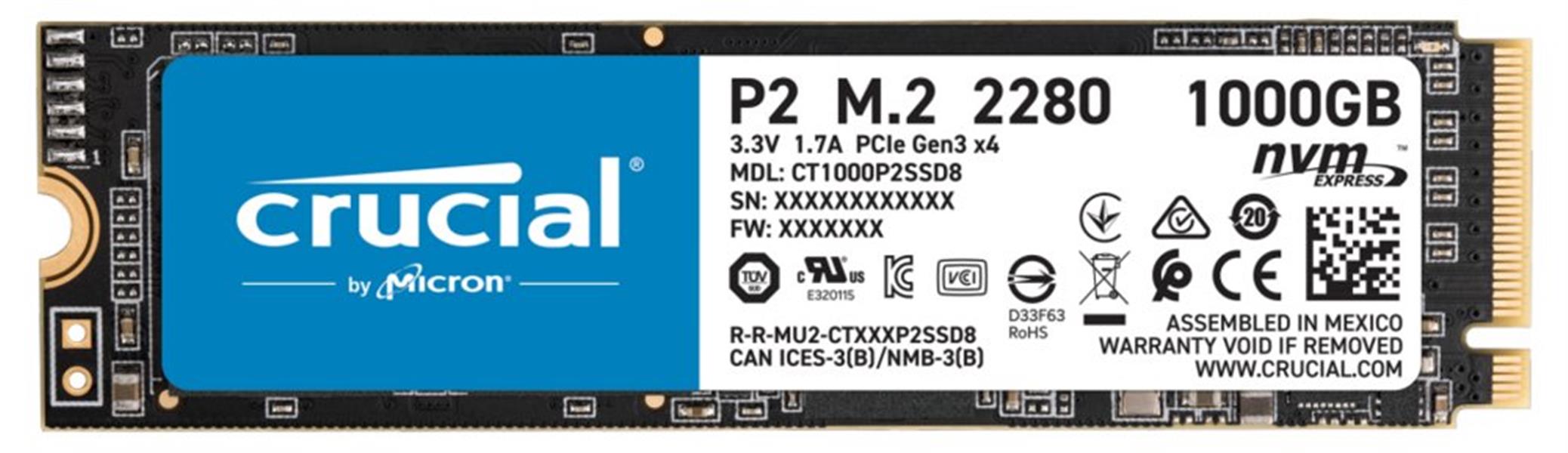 Crucial P2 M.2 1000 GB PCI Express 3.0 NVMe