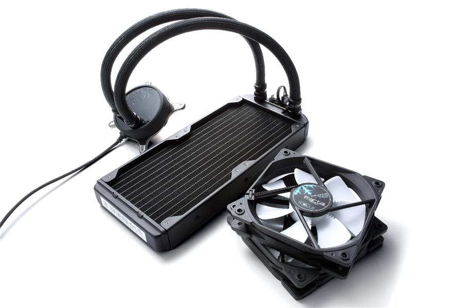 Fractal Design Celsius S24 Water Cooling Unit Black white fan blades AIO 240mm 2x120mm PWM Fan Standard G 1 4 Thread LGA1700 and AM5 compatible