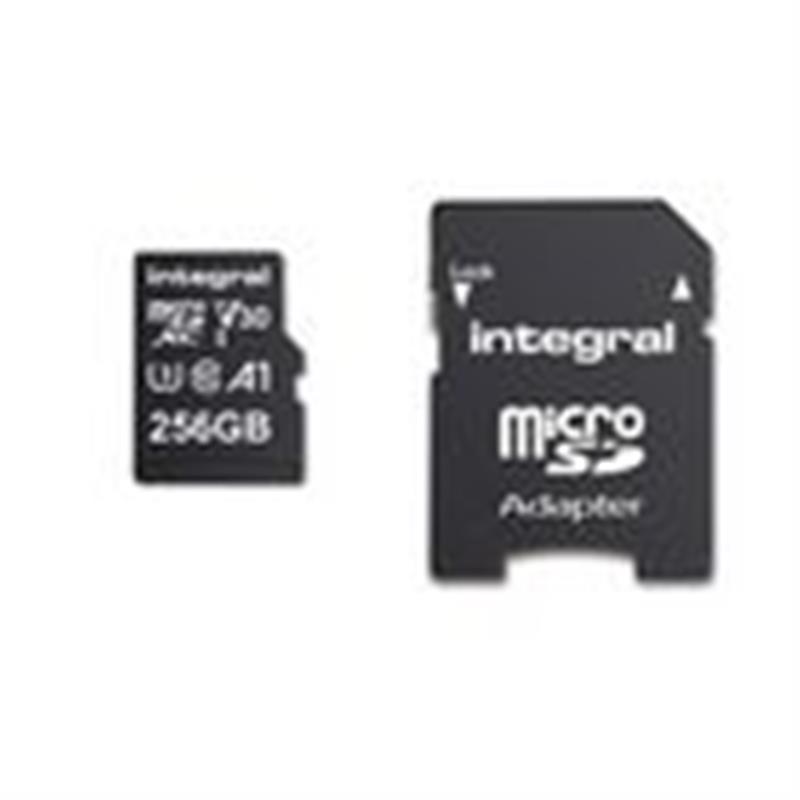 Integral INMSDX256G-100V30 256GB MICRO SD CARD MICROSDXC UHS-1 U3 CL10 V30 A1 UP TO 100MBS READ 45MBS WRITE flashgeheugen MicroSD UHS-I