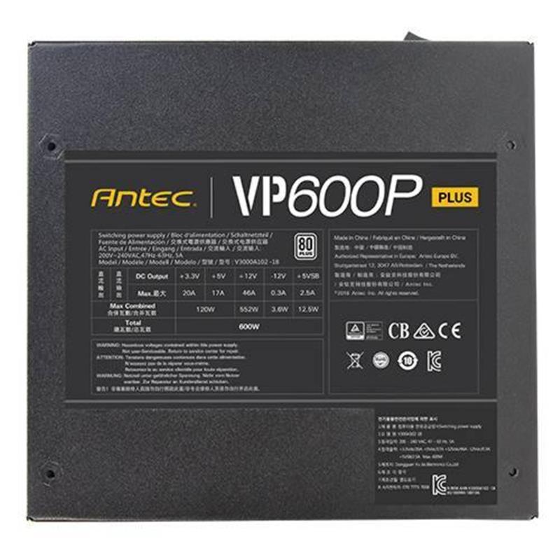 Antec VALUE POWER 600P PLUS power supply unit 600 W 20+4 pin ATX ATX Zwart