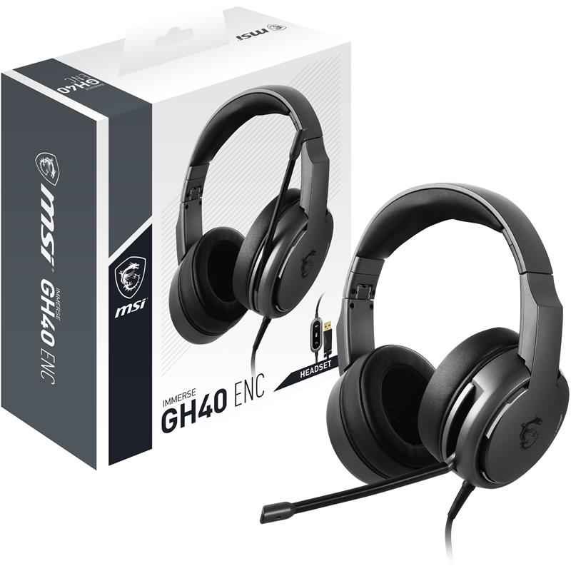 MSI IMMERSE GH40 ENC hoofdtelefoon/headset Bedraad Hoofdband Gamen Zwart