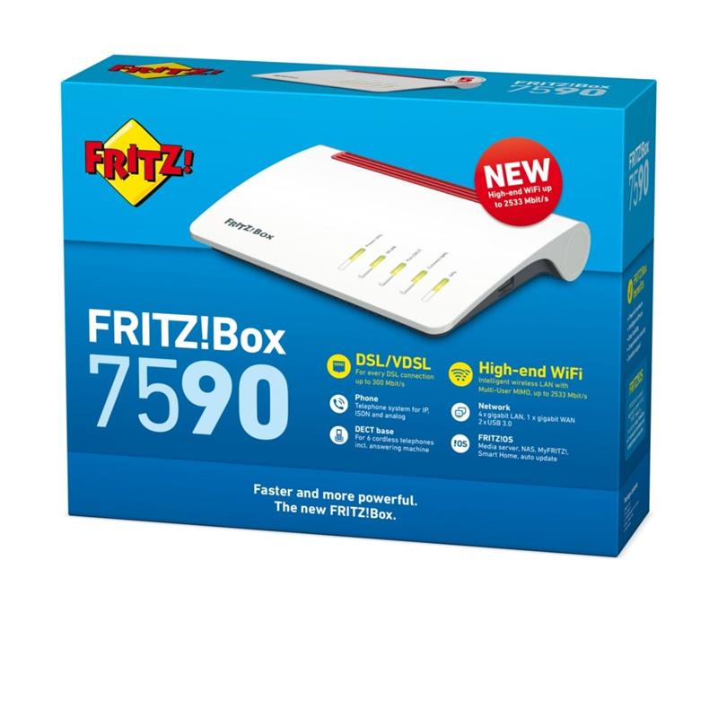 AVM FRITZ!Box 7590 draadloze router Dual-band (2.4 GHz / 5 GHz) Gigabit Ethernet 3G 4G Wit