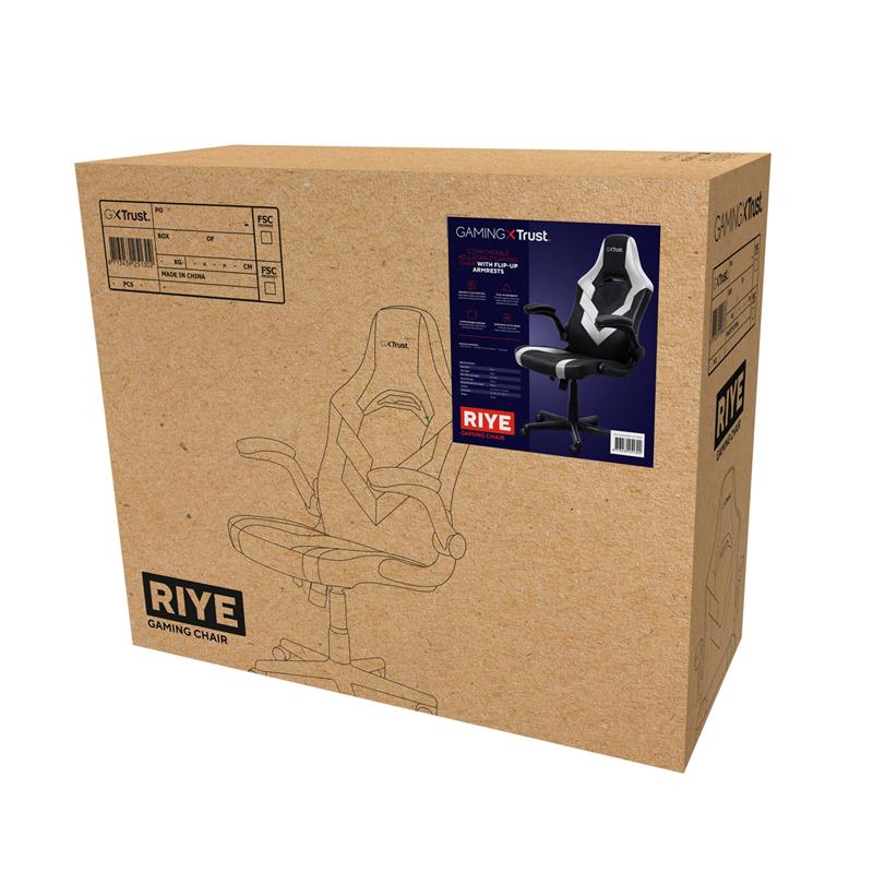 Trust GXT 703W RIYE Universele gamestoel Zwart, Wit