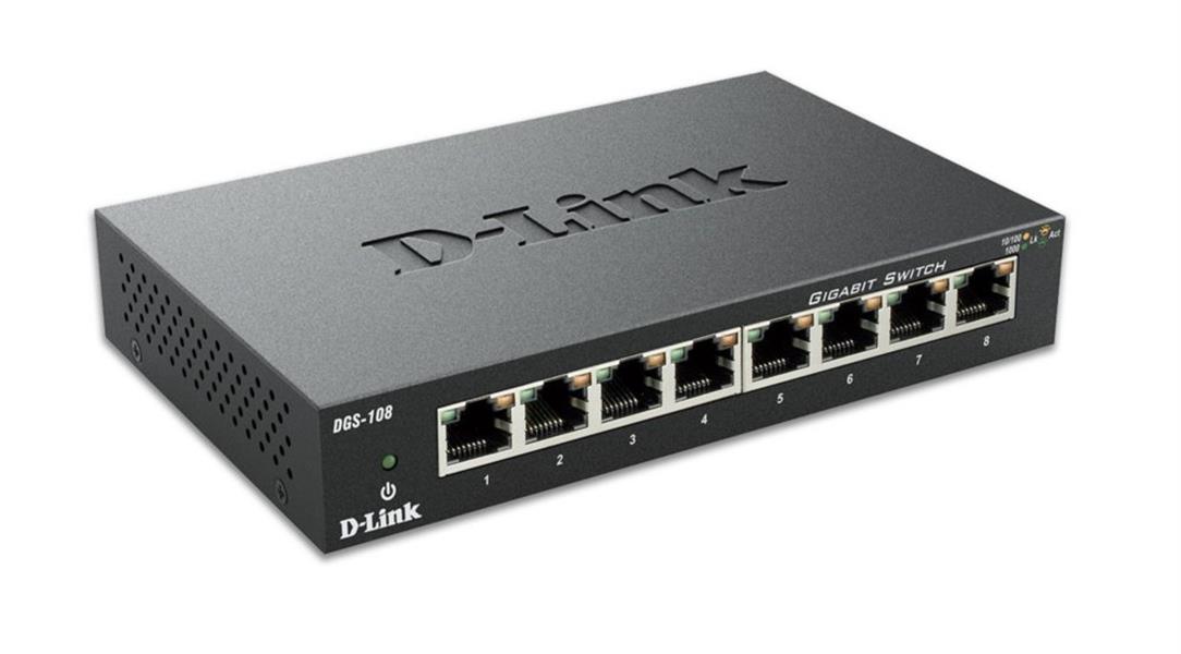 D-Link DGS-108 netwerk-switch Unmanaged L2 Gigabit Ethernet (10/100/1000) Zwart