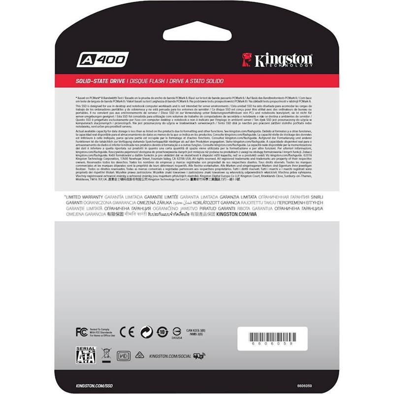 Kingston A400 240GB 2.5 SATA SSD - 500 MB/s