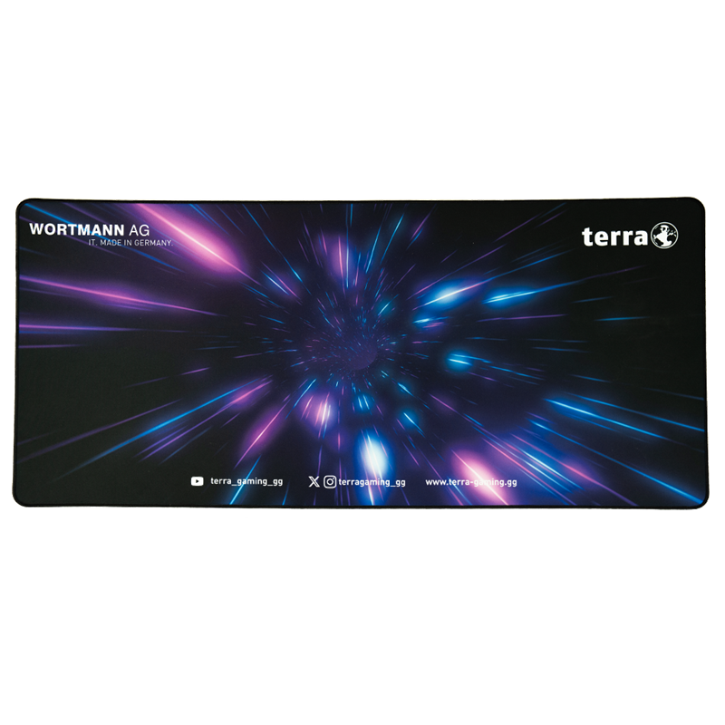 TERRA Mousepad XXL PURE Gaming black/black schwarze Umkettelung, 900 x 400 x 3 mm